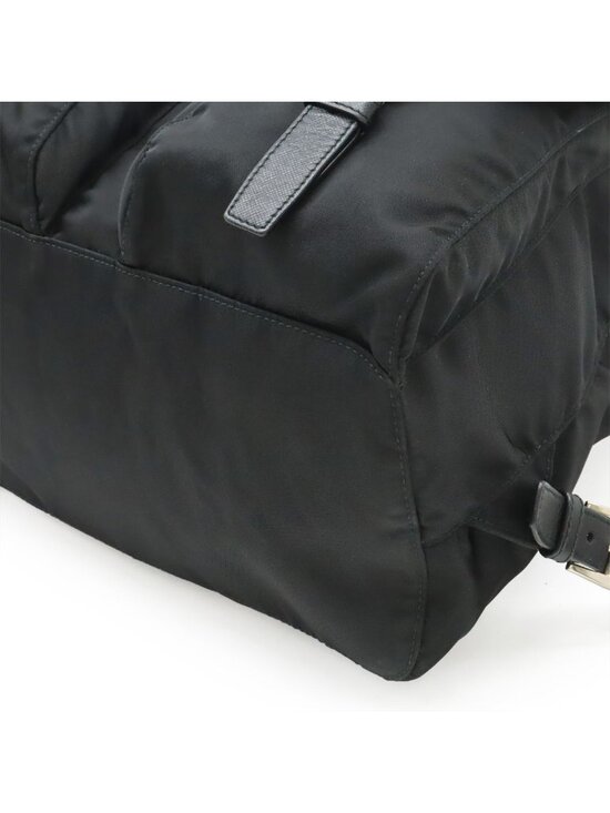 Prada Triangle Logo Backpack Nylon Leather Nero Black Silver main image 5